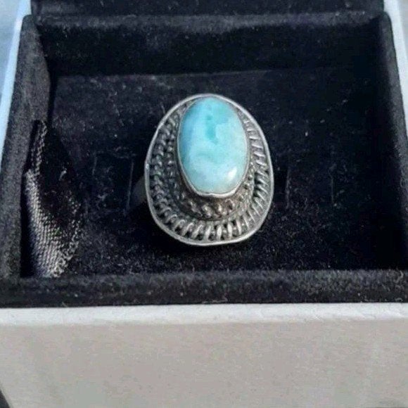 Belle bague en argent avec pierre de marilar, Enlèvement ou Envoi