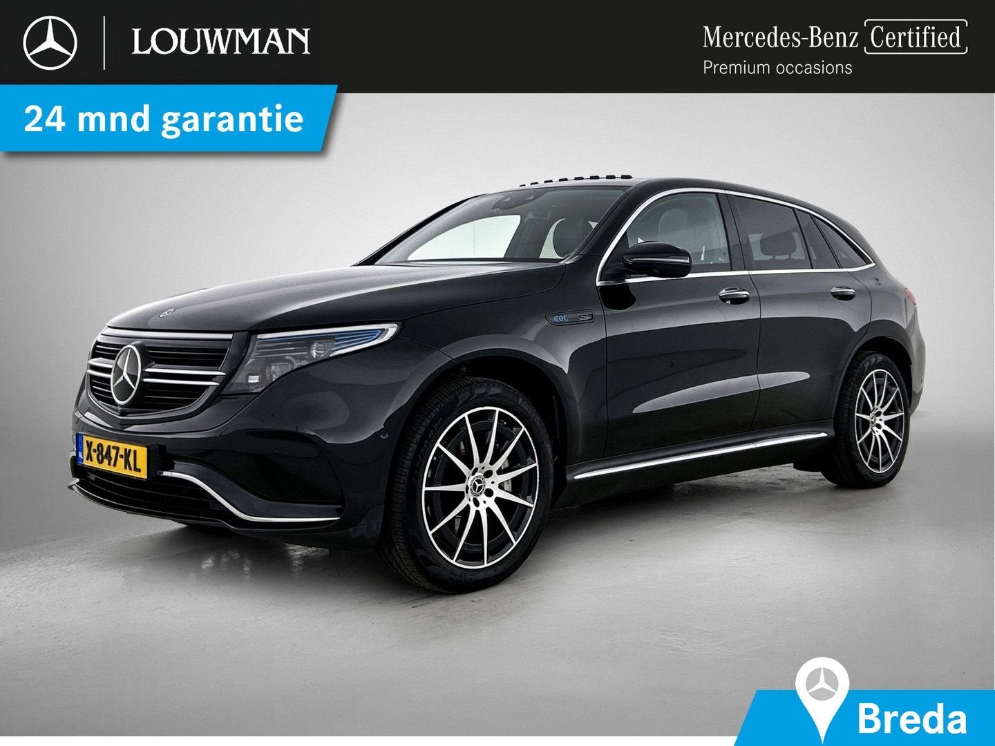 Mercedes-Benz EQC 400 4MATIC AMG Line 80 kWh | Schuifdak | 3, Auto's, Automaat, Zwart, 80 kWh, Zwart