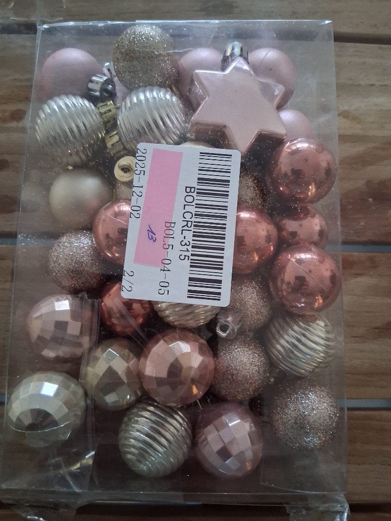 Set kerstballen roze, champagne en zilver, Onbekend, Nieuw, Ophalen of Verzenden, Onbekend