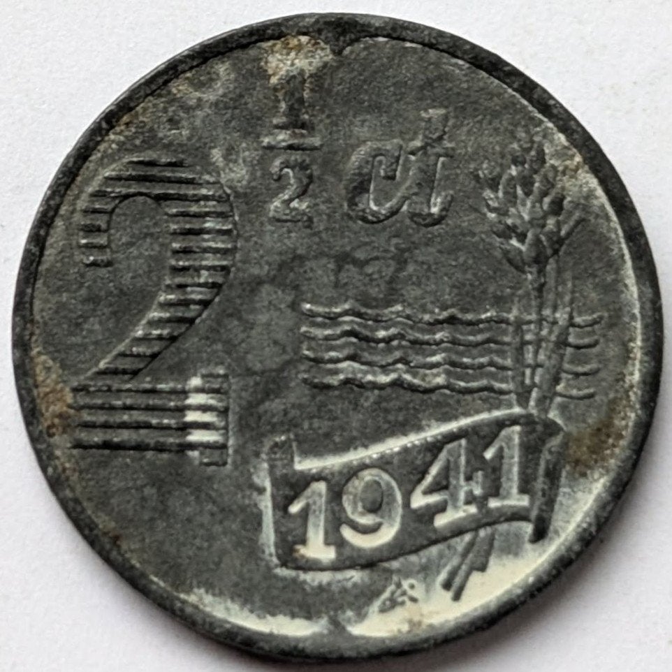 Nederland - 2 1/2 cent - 1941, Postzegels en Munten, Ophalen, Koningin Wilhelmina, Overige waardes, Losse munt