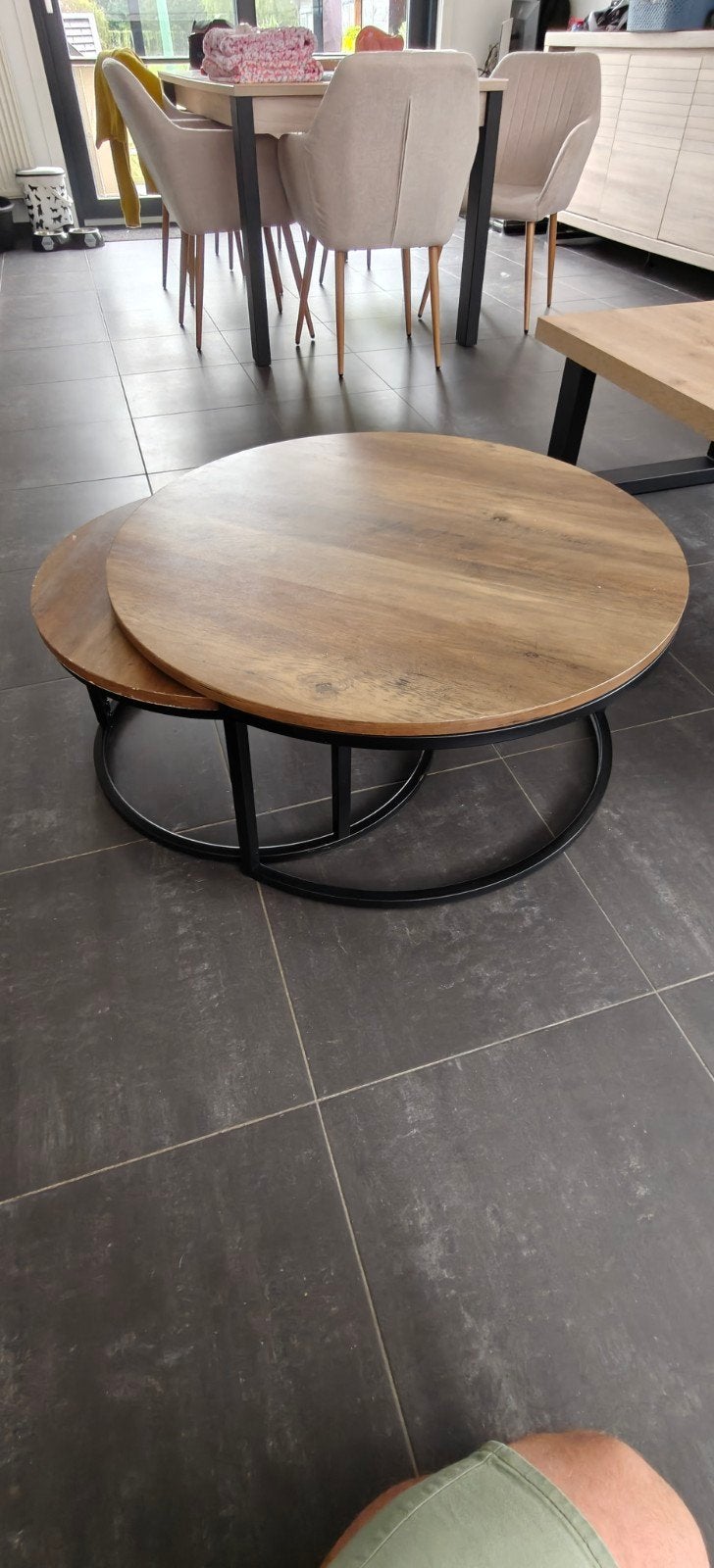 Salontafel B80xH36 en B60xH30, Huis en Inrichting, Ophalen, Gebruikt, 50 tot 100 cm, Rond