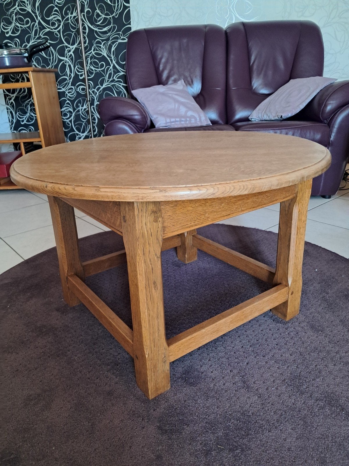 Table basse ronde en bois, Maison & Meubles, Rond, 50 à 100 cm, Comme neuf, Enlèvement