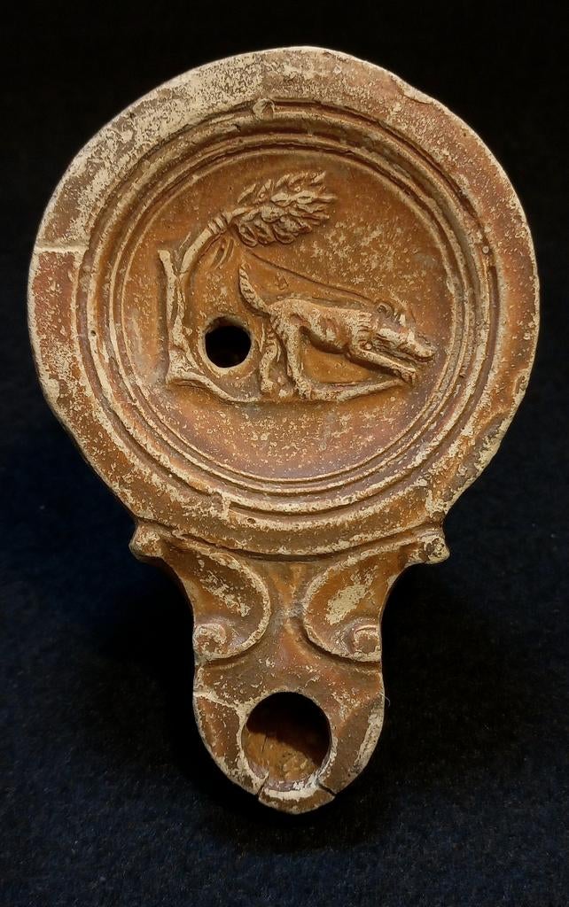 Lampe à huile romaine. 1er siècle. Signée, Enlèvement ou Envoi