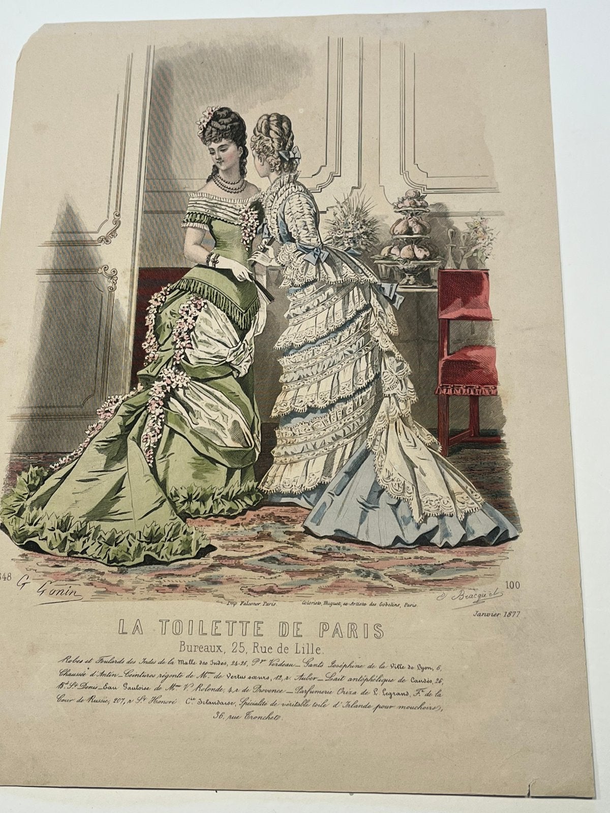 Originele modeprent, Antiek en Kunst, Kunst | Etsen en Gravures, Ophalen