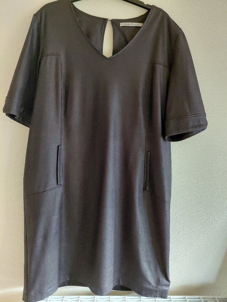 Bruine jurk in leder; maat 42 merk; Dame Blanche, Kleding | Dames, Bruin, Dame Blanche, Maat 42/44 (L), Ophalen of Verzenden