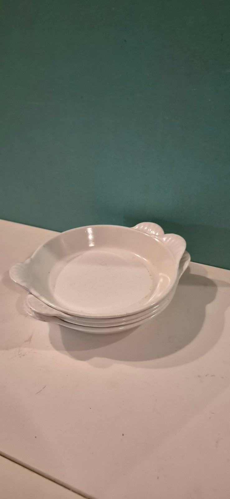 4 Le Creuset ovenschaaltjes wit ca. 16 cm, Ophalen