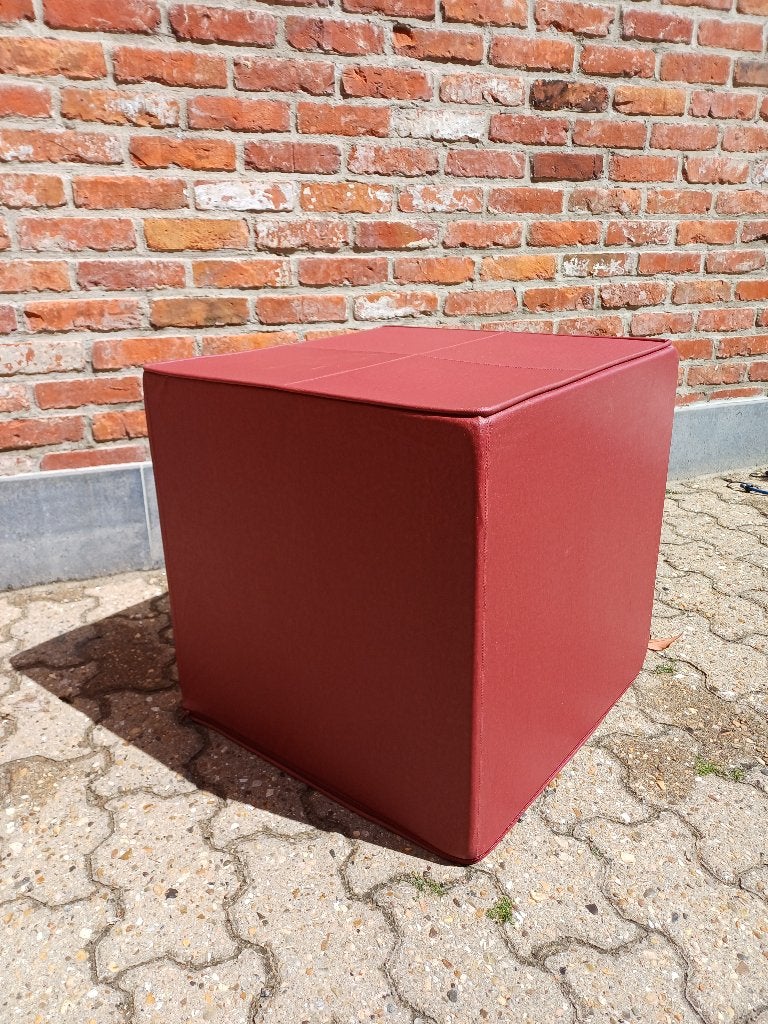 Pouf bordeaux - 45x45x45 cm - cuir artificiel, Synthétique, Enlèvement, Moins de 50 cm, Moins de 50 cm