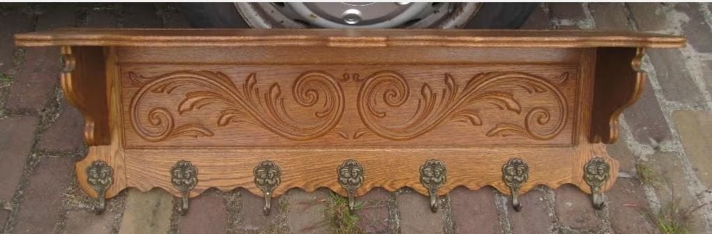 Mooi Retro Houten Wandkapstok met 7 haken - 100x33x20, Ophalen of Verzenden, Zo goed als nieuw, Hout, Wandkapstok