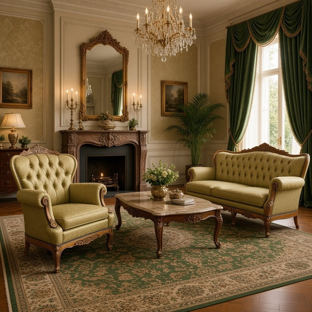 Fauteuil baroque vintage vert olive/monoplace, Enlèvement ou Envoi