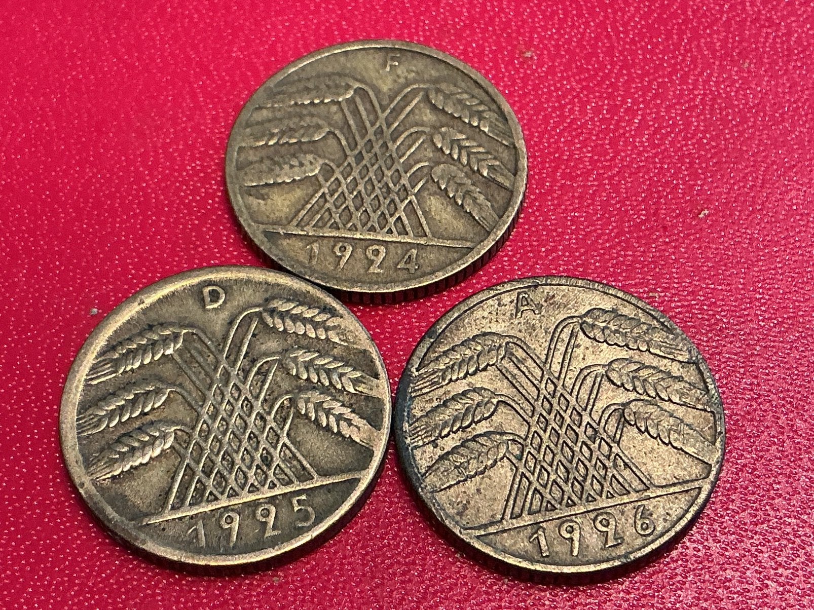 Duitsland lot 3 x 10 Pfennig 1924/25/26, Ophalen of Verzenden