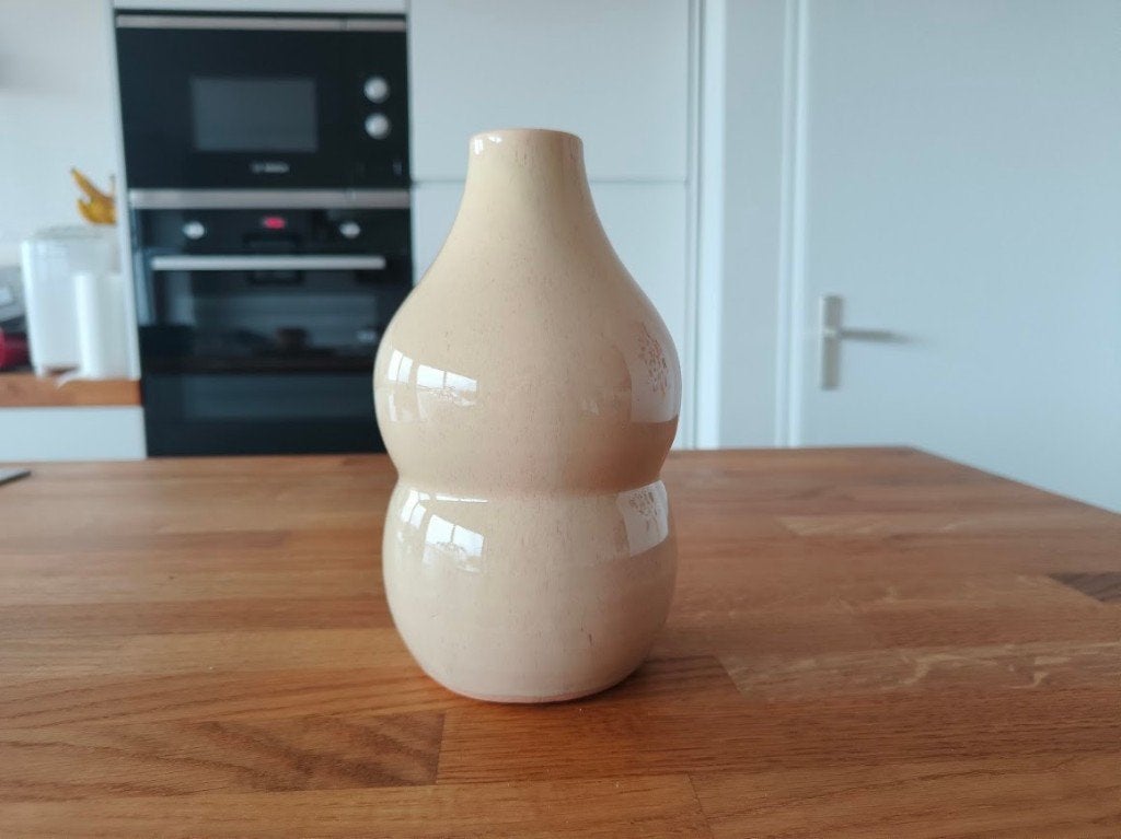 Beige vaasje uit de seventies - vintage/retro, Maison & Meubles, Enlèvement, Utilisé, Beige, Pierre/céramique