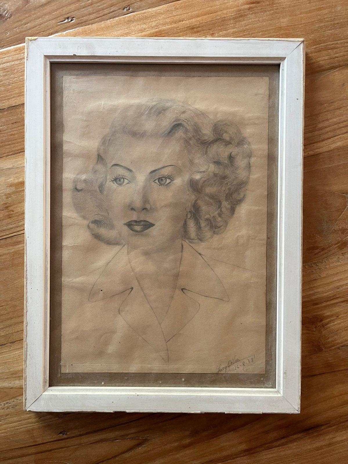 Lacy devos ingekaderde tekening, Antiek en Kunst, Kunst | Tekeningen en Fotografie, Ophalen of Verzenden, Tekening, Potloodtekening