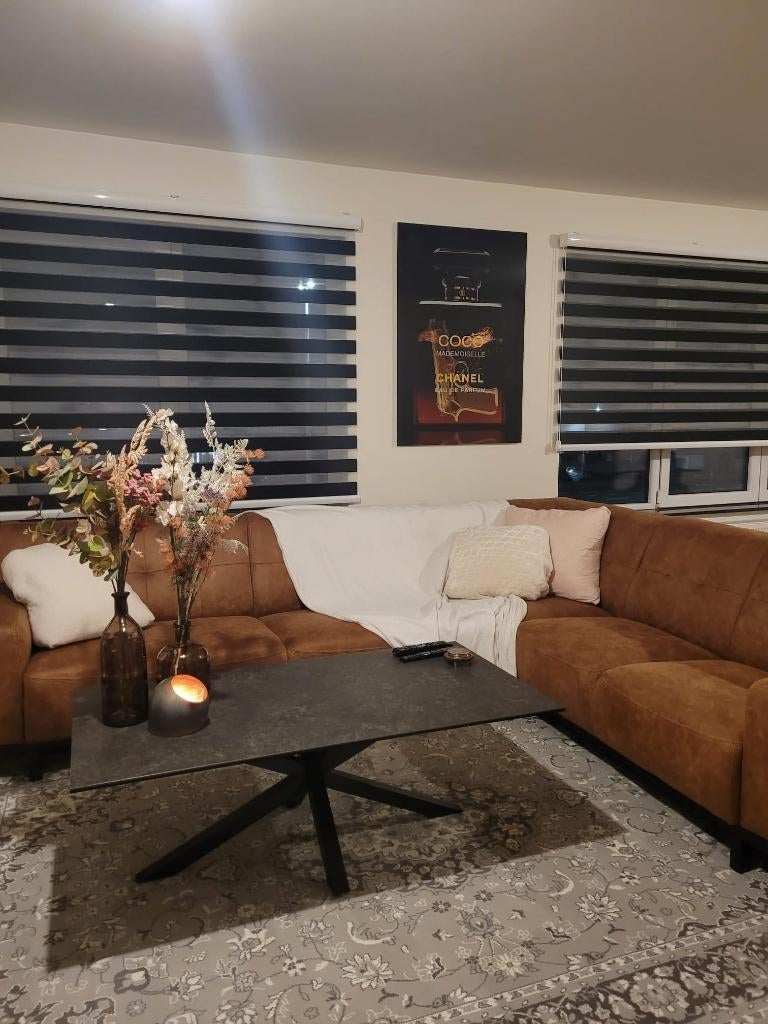 Mooie Salontafel glas/keramiek, Ophalen, 100 tot 150 cm, Glas, 50 tot 100 cm