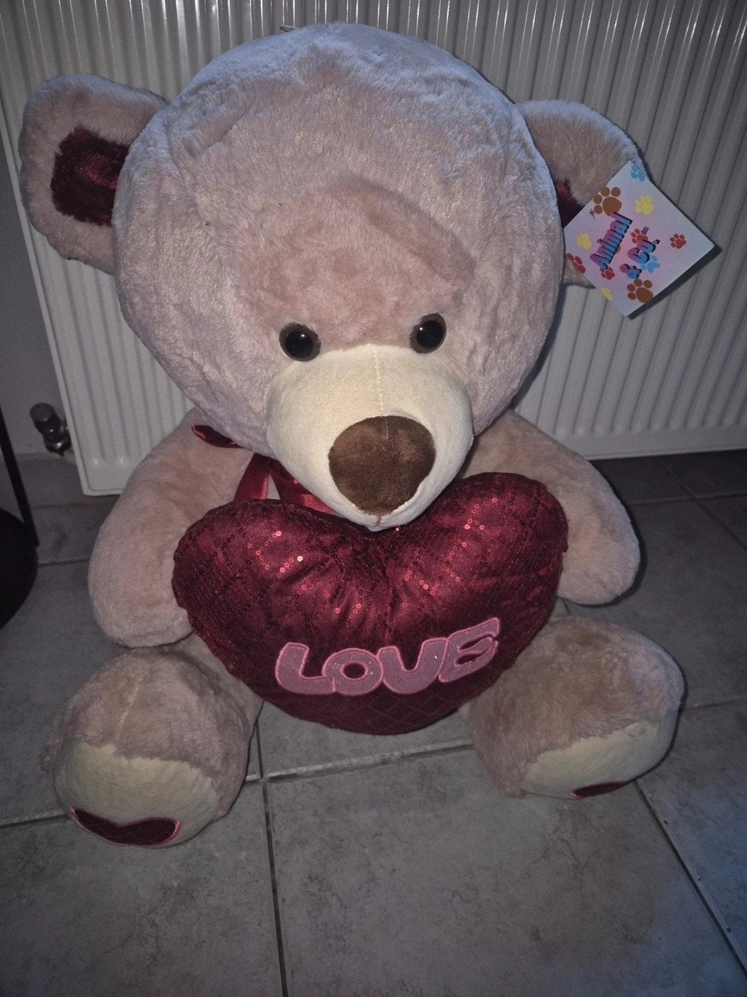 Grande peluche ours en peluche avec cœur "LOVE" ️️, Envoi, Comme neuf