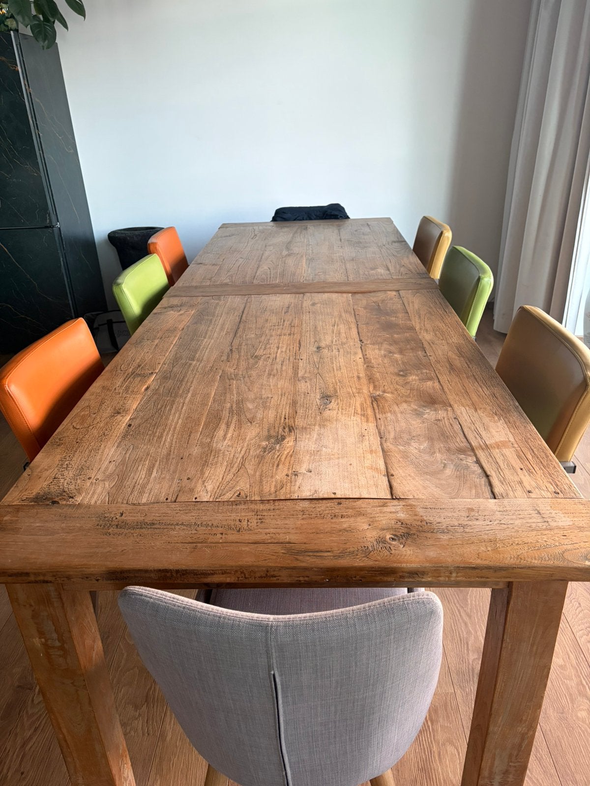 Houten eettafel  te koop, Ophalen, Gebruikt, 200 cm of meer, 50 tot 100 cm
