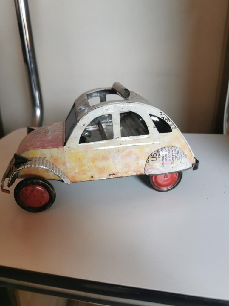Heel oud blikken 2 CV autootje, Antiek en Kunst, Antiek | Speelgoed, Ophalen of Verzenden