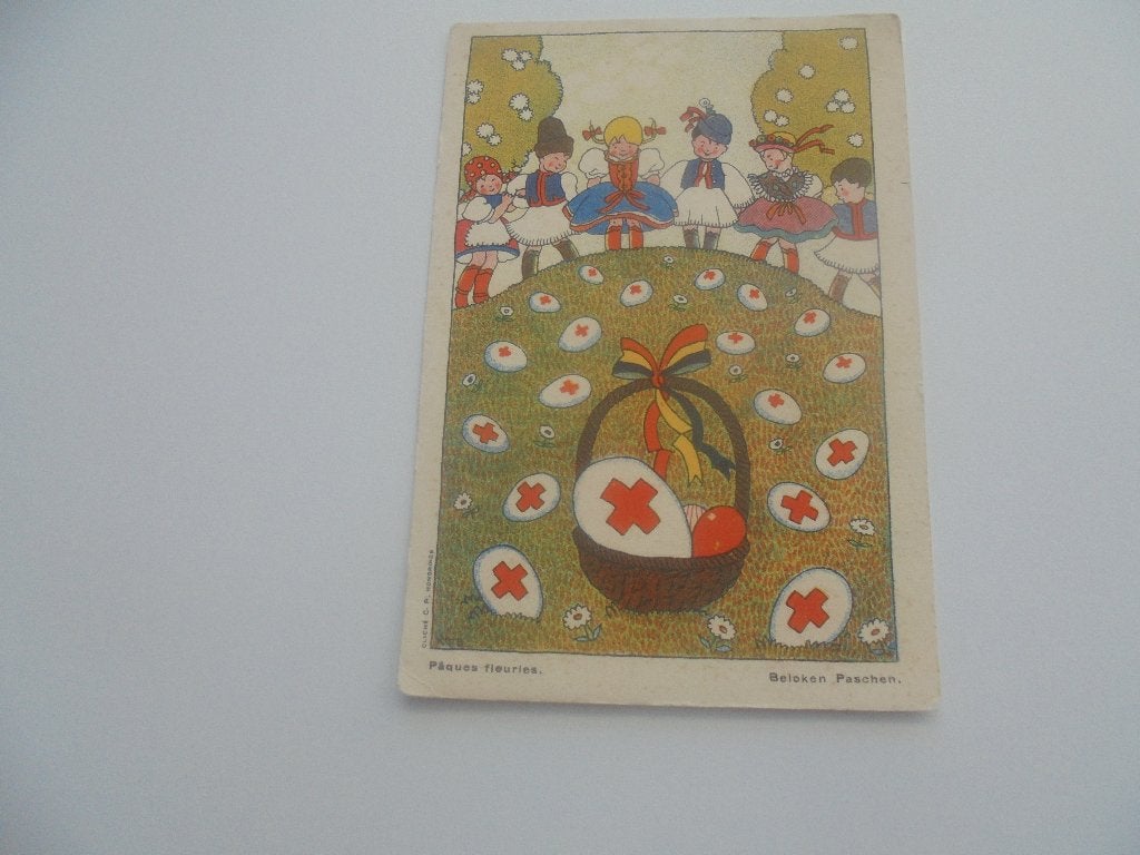 rode-kruis - paaskaart, Verzamelen, Verzenden, 1940 tot 1960, Gelopen, Feest(dag)