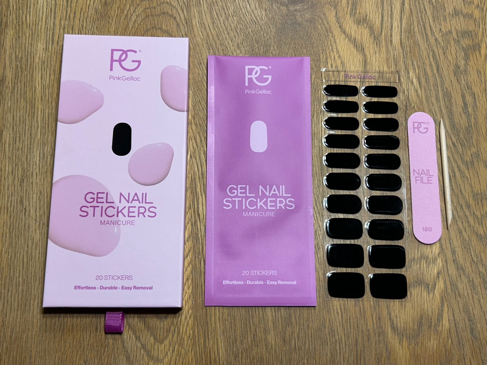 Pink Gellac gel nagel stickers set 20 stuks Jet Black 024, Zwart, Nieuw, Ophalen of Verzenden, Handen en Nagels