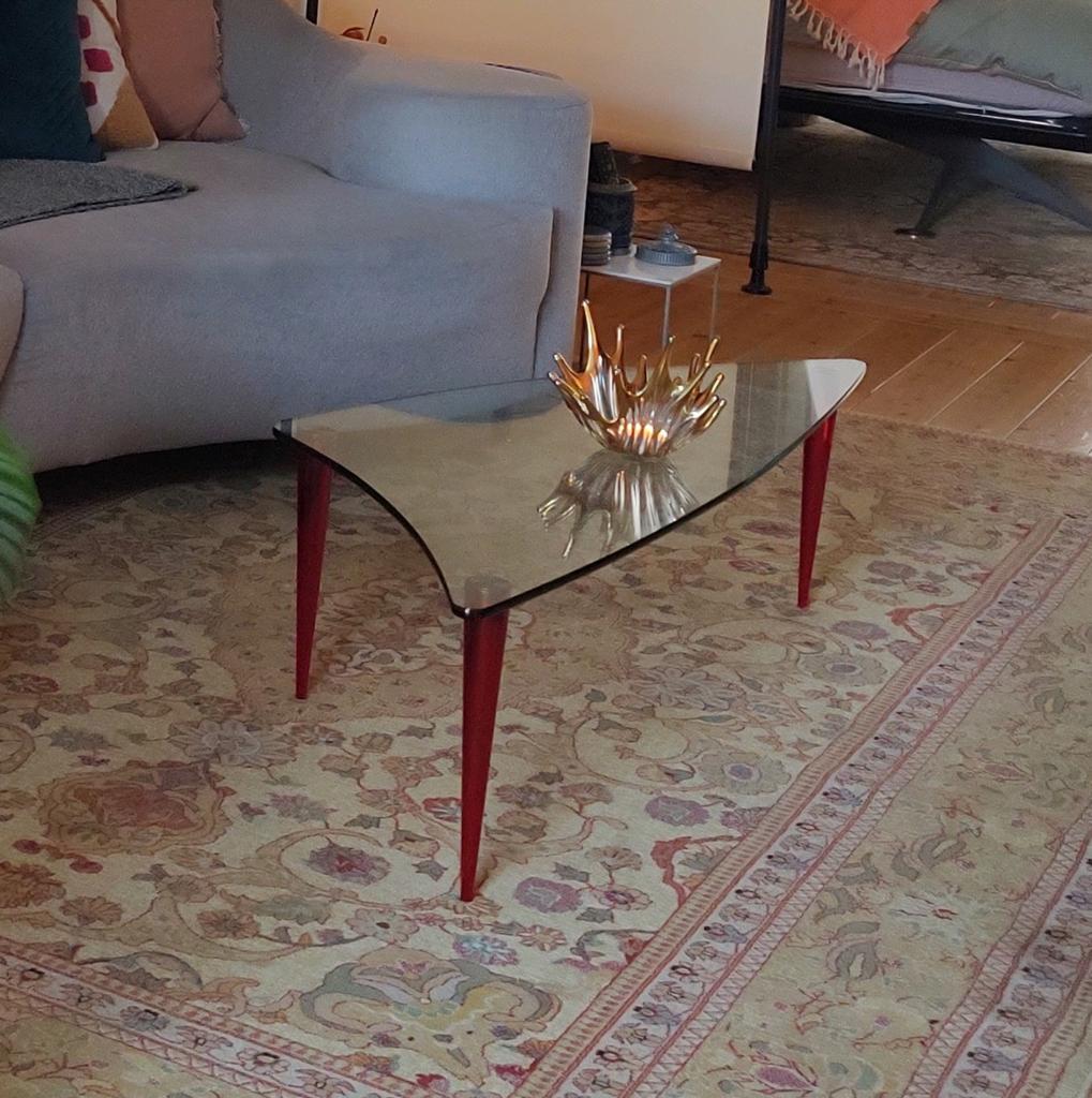 Vintage coffee table, Ophalen, 50 tot 100 cm, Zo goed als nieuw, Glas