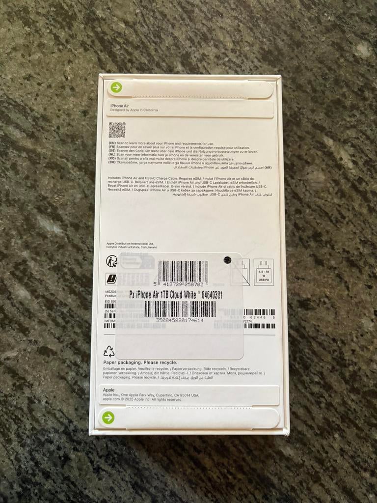 Iphone Air 1 TB nieuw Sealed box ! Cloud White !, Neuf, Enlèvement ou Envoi, 1 TB, Sans abonnement