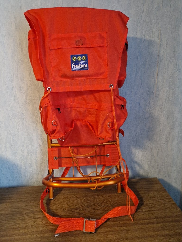 sac à dos orange-vif vintage ou randonnée " Freetime"., Enlèvement ou Envoi, Comme neuf, Adulte unisexe