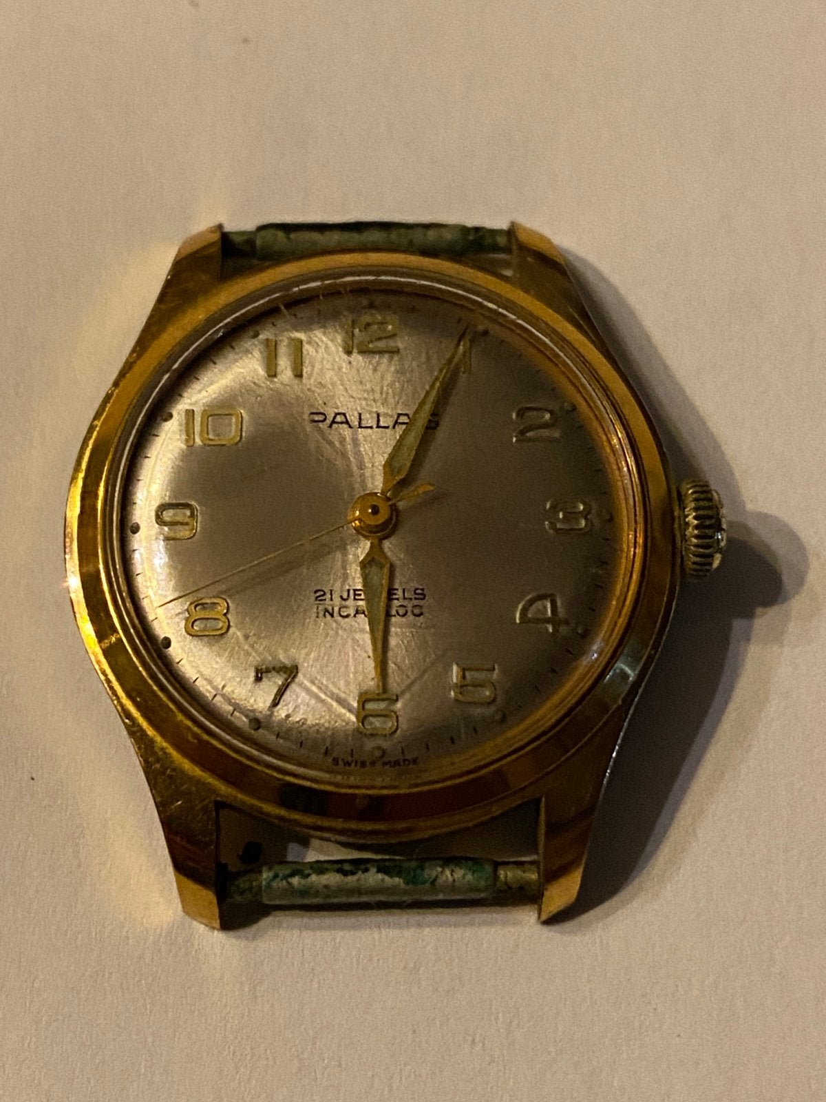 Vintage Zwitsers PALLAS horloge, Ophalen, Overige materialen, Polshorloge, Overige merken
