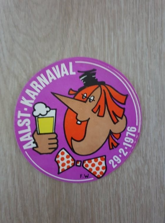 Carnaval Aalst sticker Karnaval 1976, Ophalen of Verzenden