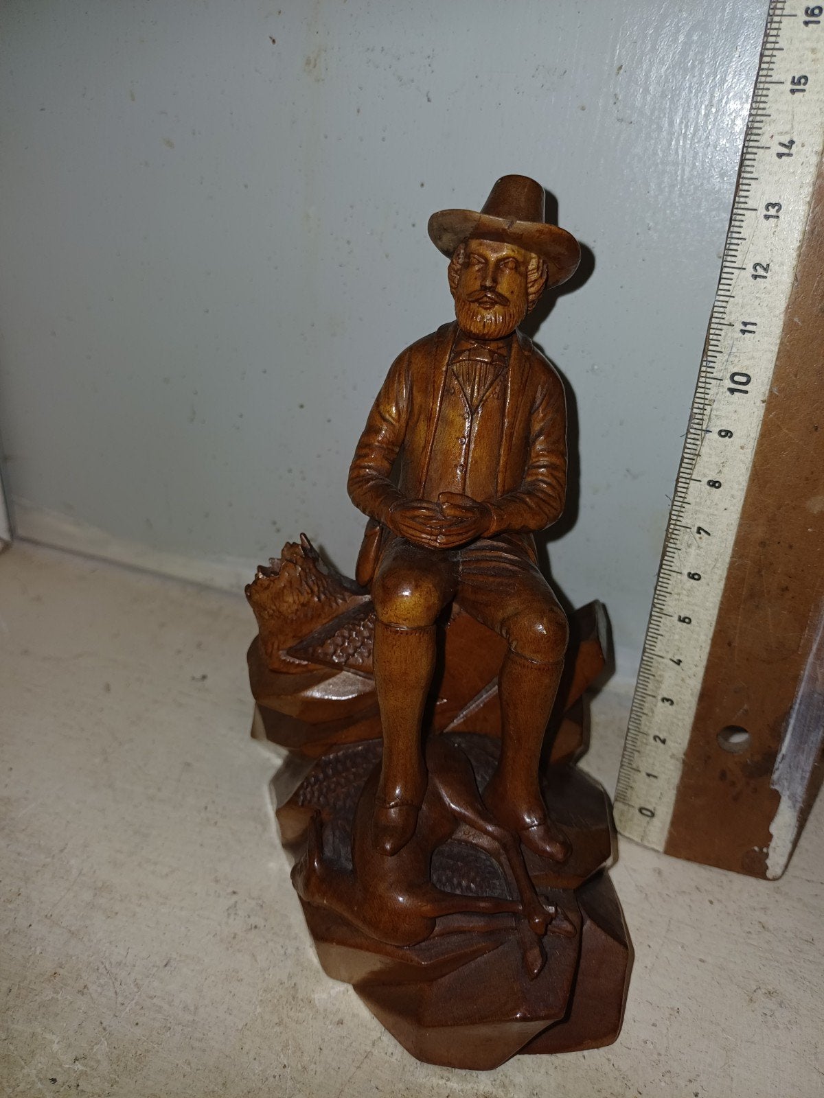 chasseur statue en bois ancien, Antiquités & Art, Enlèvement ou Envoi, Bois, Statue, Noir