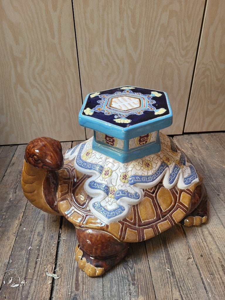 Vintage grote keramieke schildpad plantenstaander, Ophalen