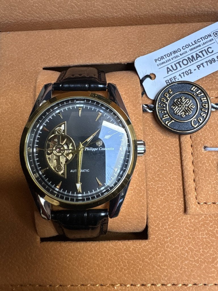 Coffret montre Philippe Constantine collection Portofino, Autres marques, Enlèvement ou Envoi, Cuir, Or