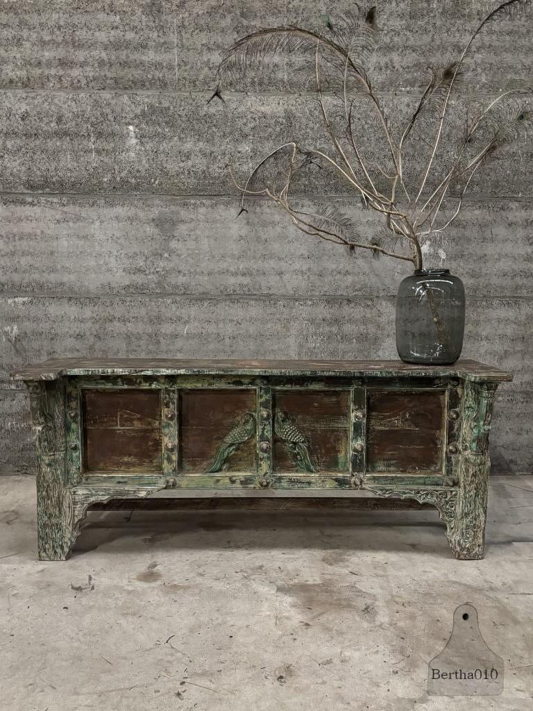 Indiaas dressoir met pauwen, ambacht, erfgoed en karakter, Ophalen of Verzenden