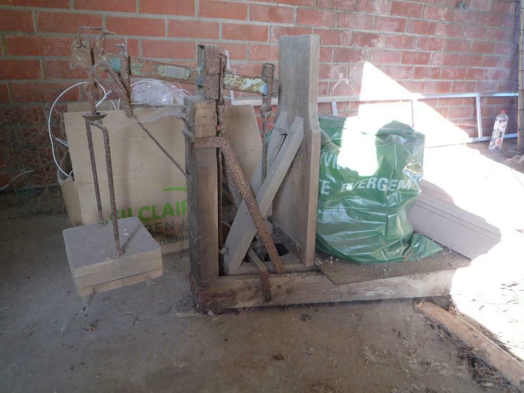 vintage boerderij bascuul/weegschaal hout-metaal, Antiek en Kunst, Ophalen