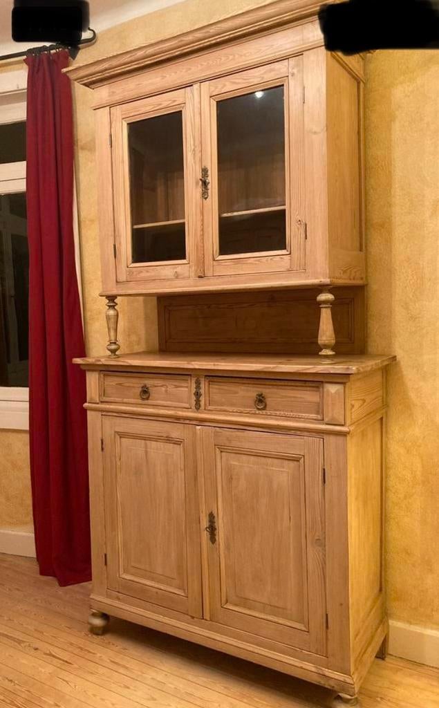 Antieke buffetkast. Massief hout., Huis en Inrichting, Kasten | Buffetkasten, Ophalen, Gebruikt, Glas