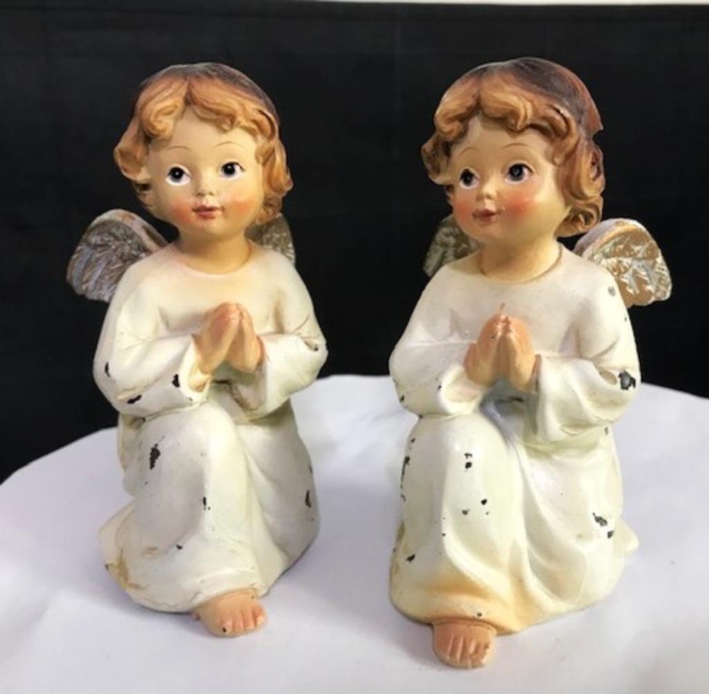 Engelen beeld porselein biscuit vintage😍💑🙏🎁🤗, Minder dan 20 cm, Ophalen of Verzenden, Handgemaakt, Overige materialen