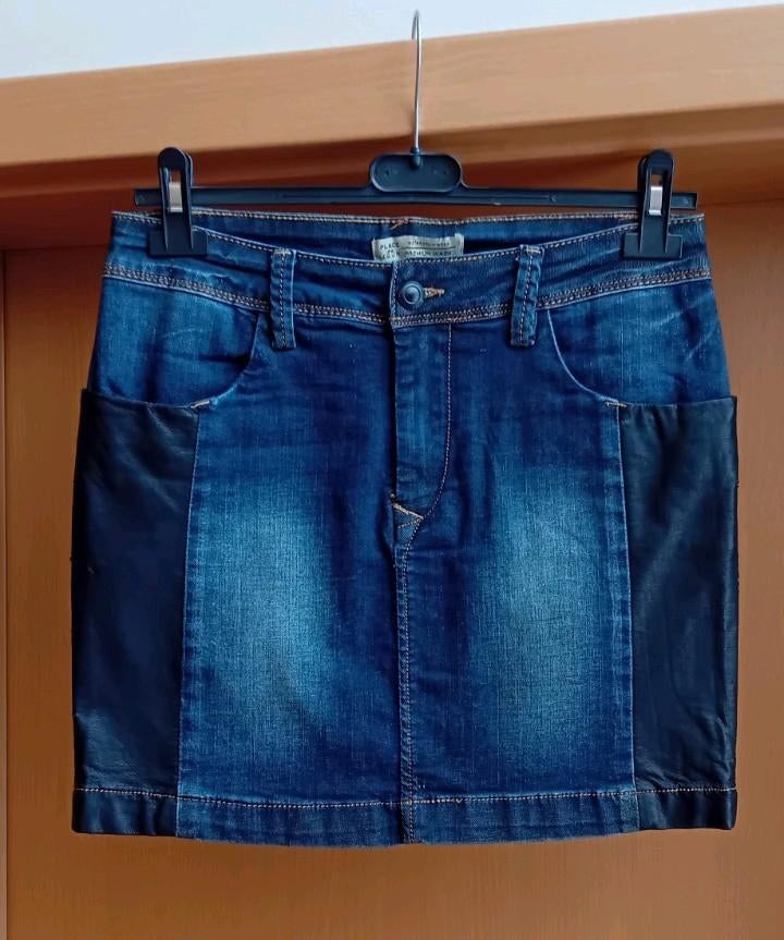 Mini-jupe jean et simili cuir taille 38, Taille 38/40 (M), Enlèvement ou Envoi, Au-dessus du genou, Porté