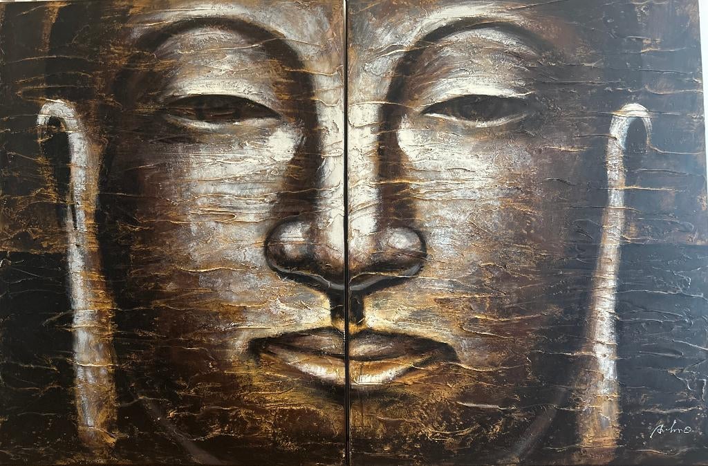 Boeddha olieverfschilderij, Antiek en Kunst, Ophalen