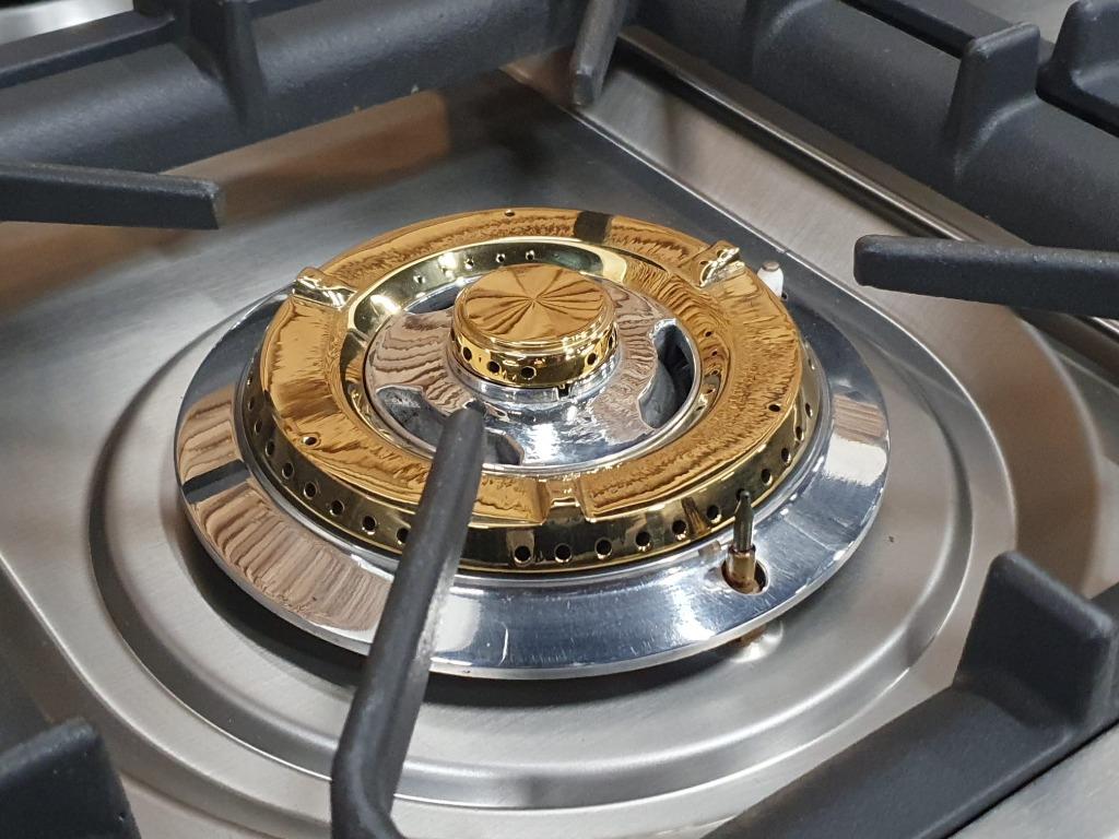 🔥 Poêle Boretti de luxe 90 cm en laiton anthracite, 6 brûle, Gaz, Classe énergétique A ou plus économe, Enlèvement ou Envoi, 85 à 90 cm