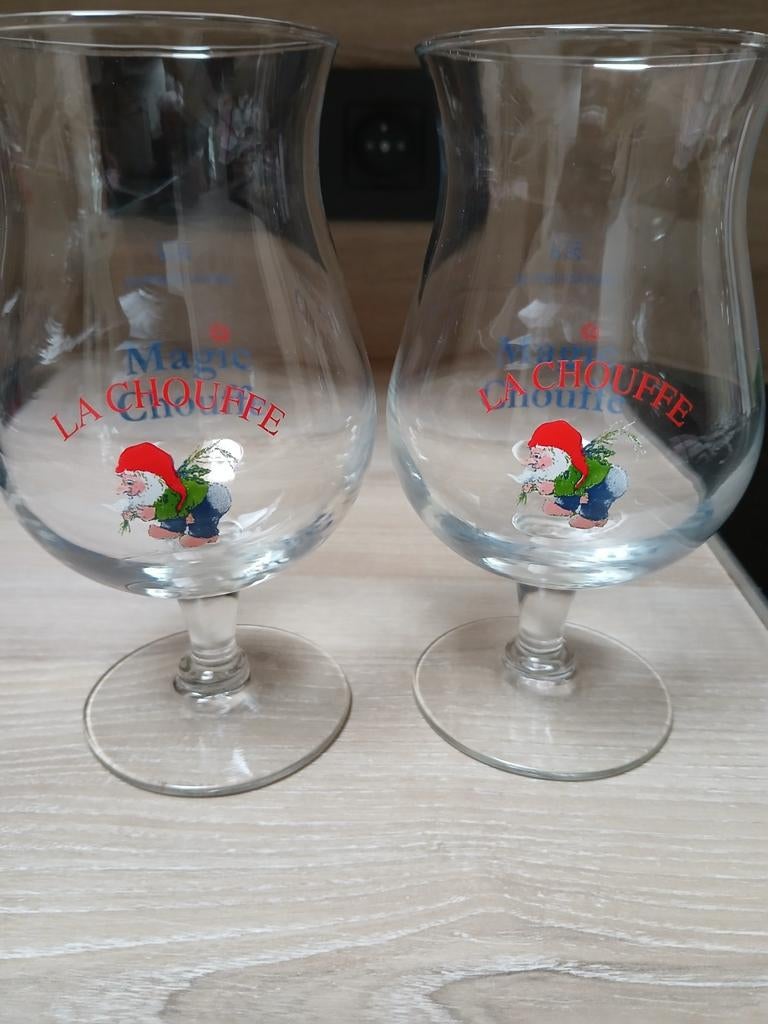 2 La Chouffe glazen 25 cl, Verzamelen, Ophalen, Zo goed als nieuw
