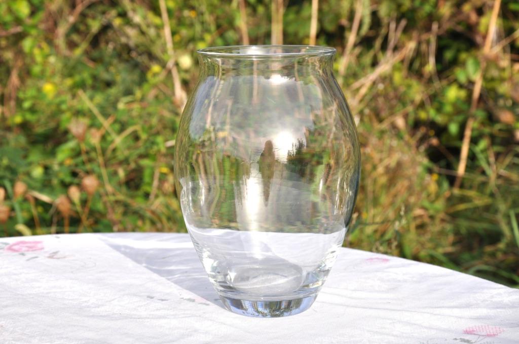 vase en verre bombé, Enlèvement ou Envoi, Comme neuf, Blanc, Verre
