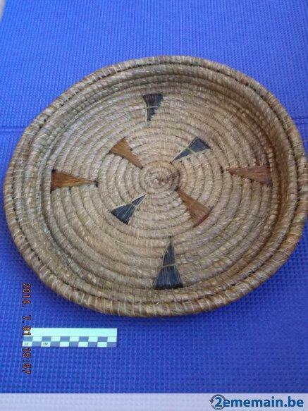Plat en Raphia ... Artisanat Tribal Africain - Katanga 1947, Antiquités & Art