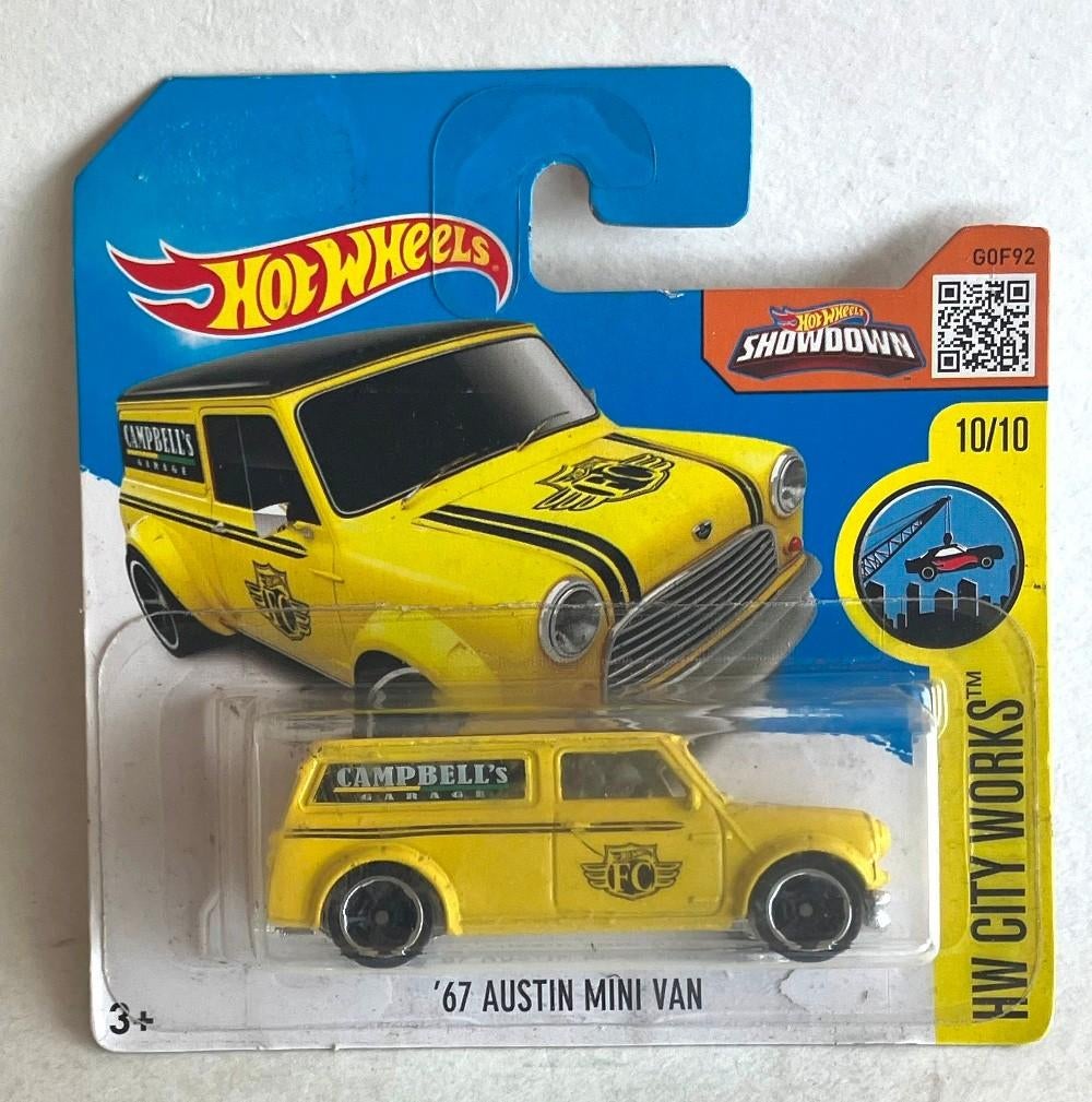 Hot Wheels Austin Mini Van city works geel., Ophalen of Verzenden, Zo goed als nieuw, Auto