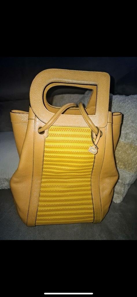 Delvaux Yellow Toile de Cuir Top Handle Bag, Ophalen of Verzenden, Zo goed als nieuw