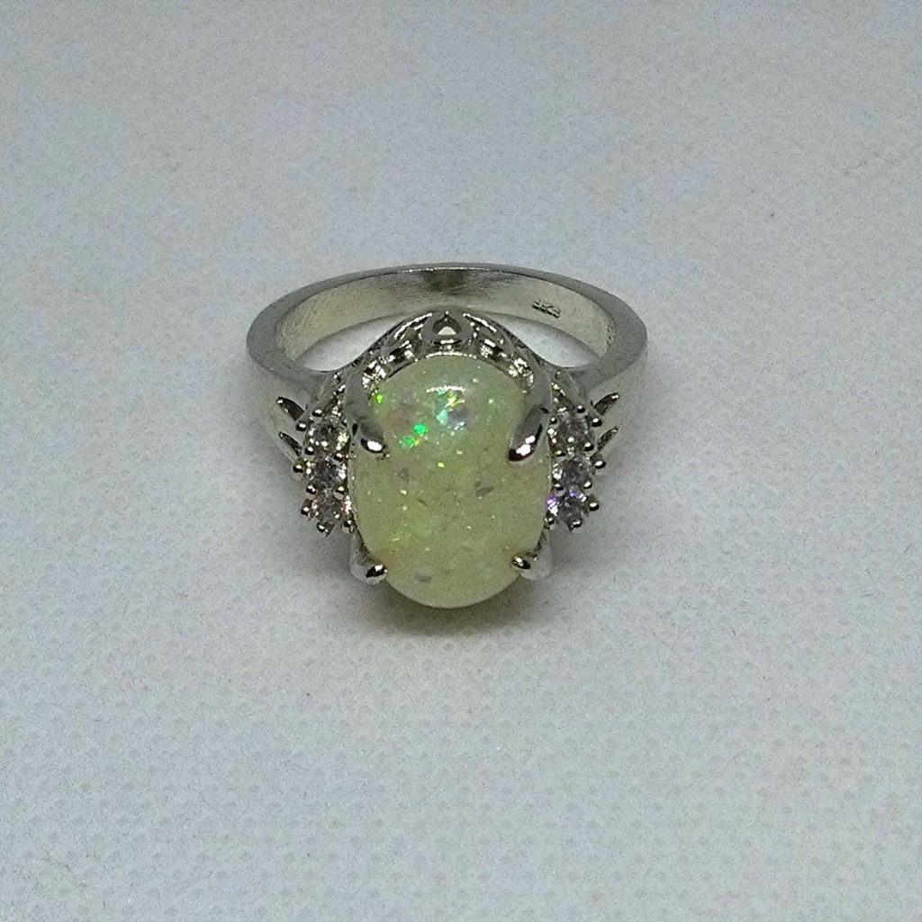 Bague argent 925  Opale de synthèse N°9., Bijoux, Sacs & Beauté, Bagues, Neuf, Femme, 19 à 20, Argent, Argent, Enlèvement ou Envoi
