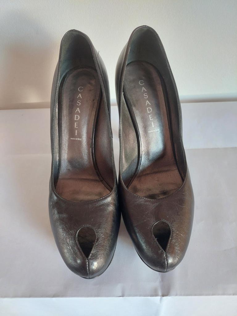 318C* Casadei - sexy escarpins noirs full cuir (41), Enlèvement ou Envoi, Escarpins, Porté, Casadei