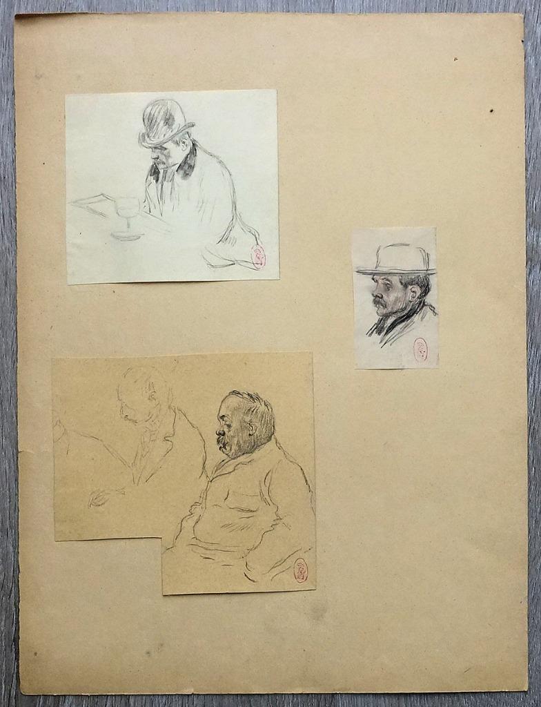 A569 Cecile Walton (toegeschr) drie tekeningen van mannen, Antiek en Kunst, Kunst | Tekeningen en Fotografie, Ophalen of Verzenden