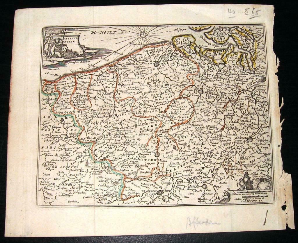 K3 Kaart Comitatus Flandriae 18e eeuw Vlaanderen Peeters Har, Gelezen, Voor 1800, Ophalen of Verzenden, Landkaart