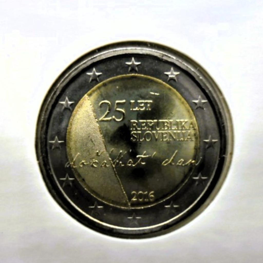 2 euro commémorative 2016 Slovénie "25 ans". UNC., Envoi, Slovénie, 2 euros, Monnaie en vrac