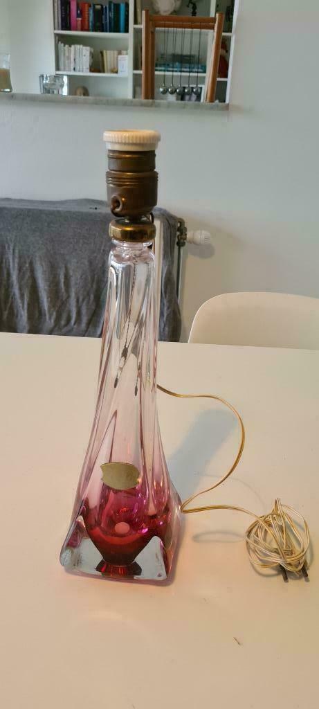 Vintage 1950 belgische val saint lambert kristal glazen lamp, Antiek en Kunst, Ophalen of Verzenden