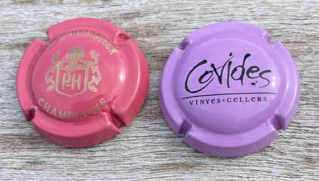 Champagne capsule Piper Heidsieck roze/Covides lila 0,50€/2, Verzamelen, Ophalen of Verzenden, Nieuw