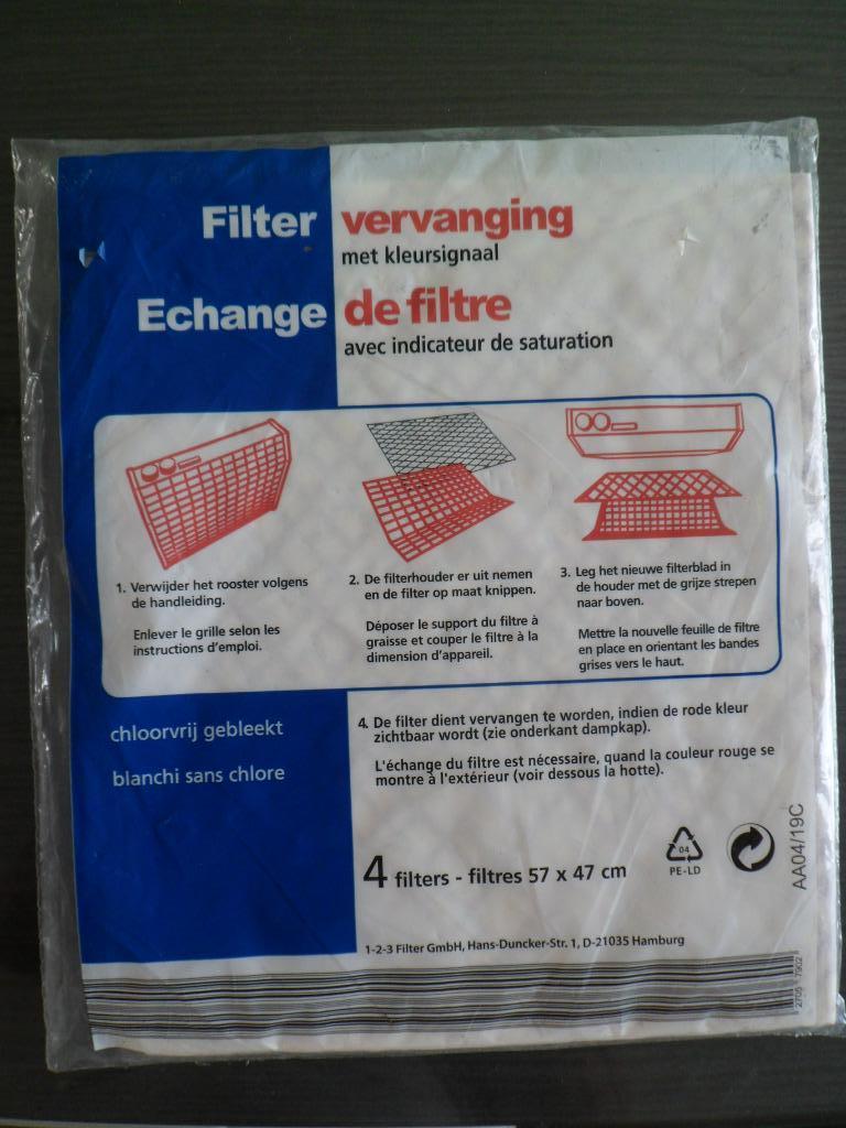 Dampkap filters 4stuks in set, 57x47cm met kleurindicatie, Ophalen of Verzenden, Nieuw